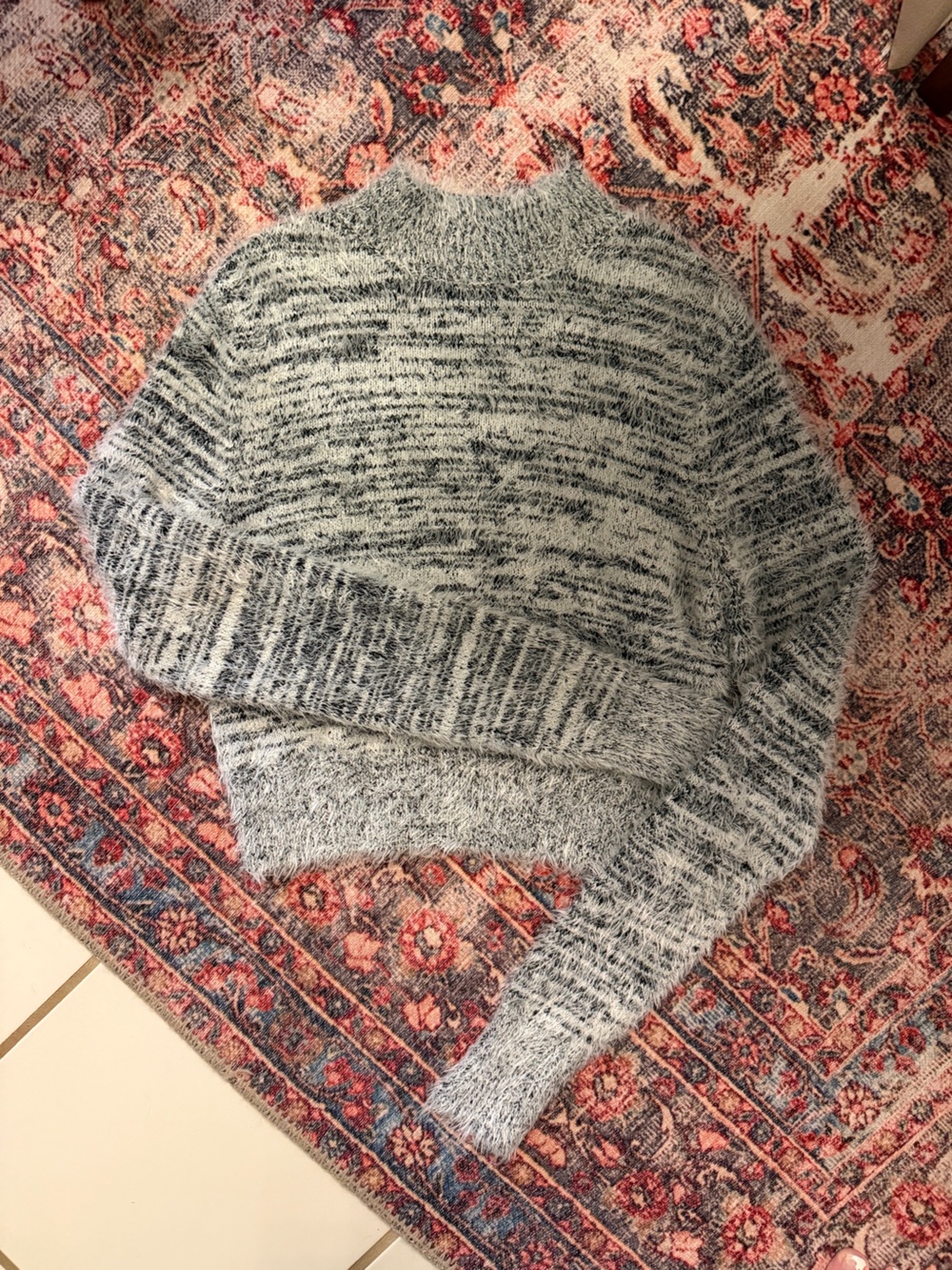 Express Gray Fuzzy Knit Sweater
